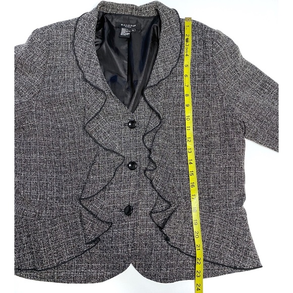 Sandro Sportswear Gray Ruffle Front Blazer Jacket - Picture 5 of 6
